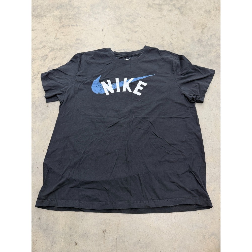 Nike T-Shirt Men 2XL Black Short Sleeve Swoosh Logo Athleisure Casual Streetwear
